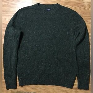 J Crew Wool Knit Sweater Mens M Dark Green w Elbow Patches